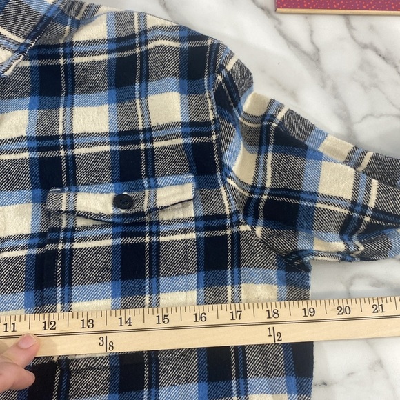 Sojara Button Cropped Jacket Women Size Small Blue Sequin Star Flannel Plaid - Picture 8 of 11